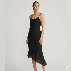 Ralph Lauren Black Spaghetti Strap Asymmetrical Dress